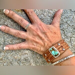 Turquoise andLeather Bracelet, up to 6 3/4” wrist